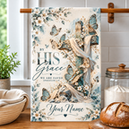 Personalized By His Grace Cross Kitchen Towel