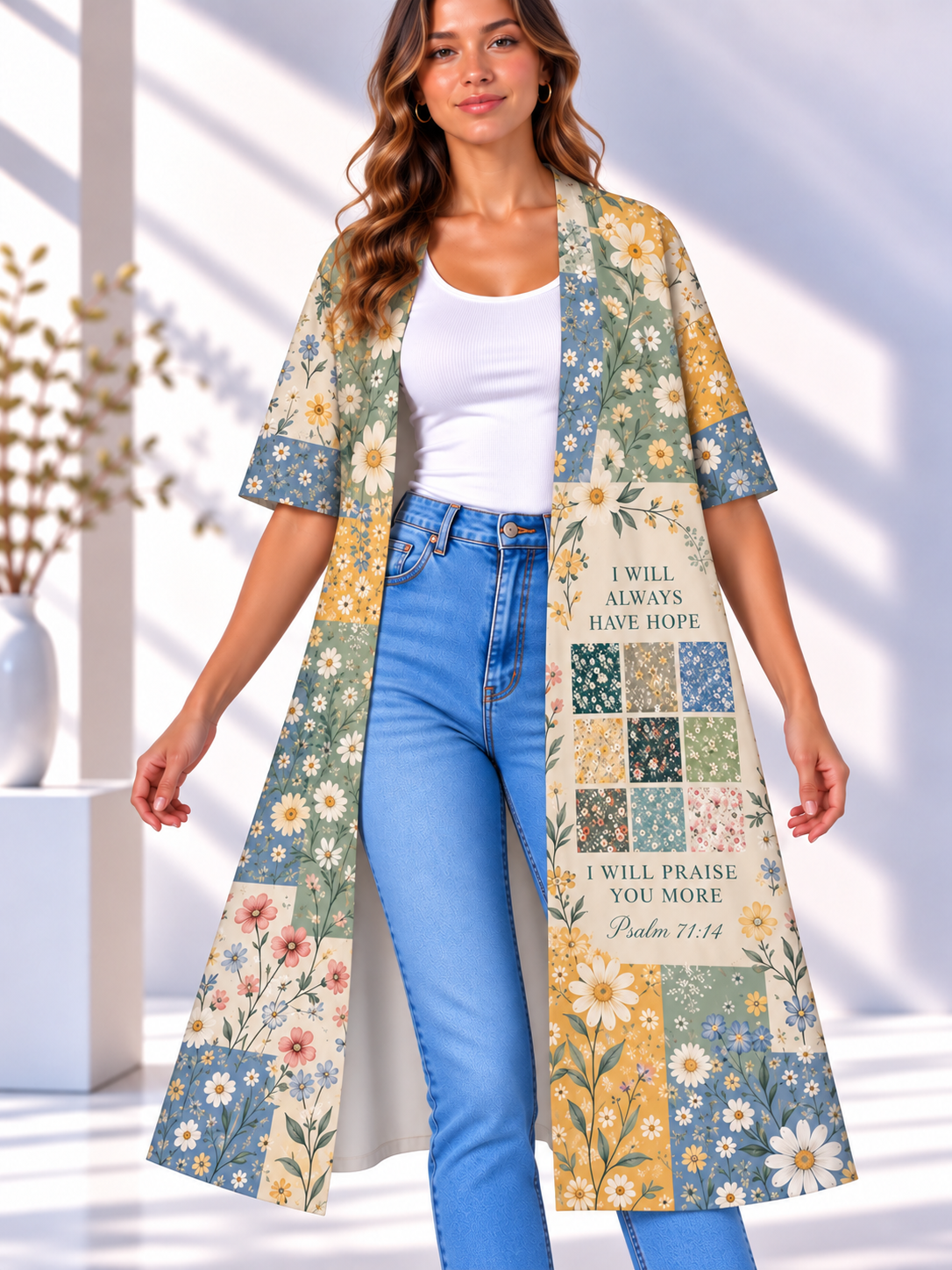 I Will Always Have Hope Floral Women's Short-Sleeved Cape