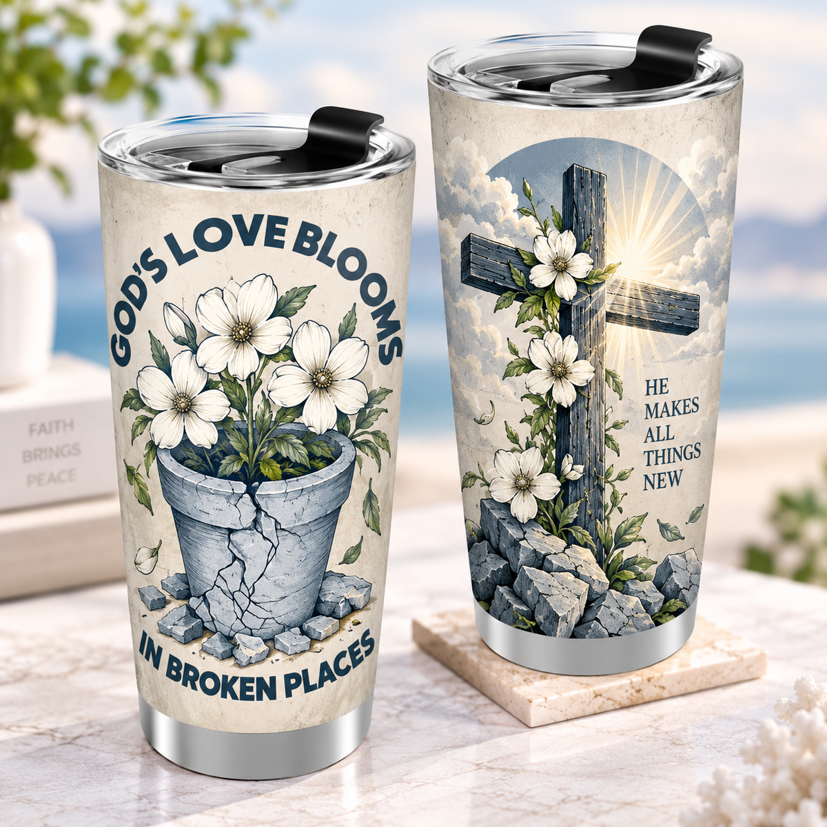 God's Love Blooms In Broken Places Normal Tumbler