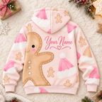 Personalized Pink Gingerbread Zip Hoodie