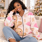 Personalized Pink Gingerbread Zip Hoodie