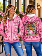 God Girl Tiger Floral Zip Hoodie