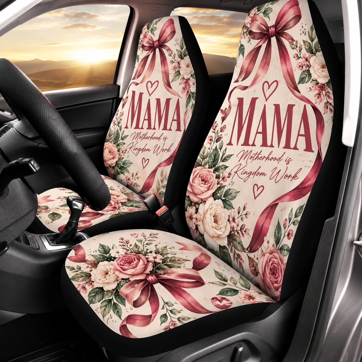 Mama Floral Bow Car Seat Covers