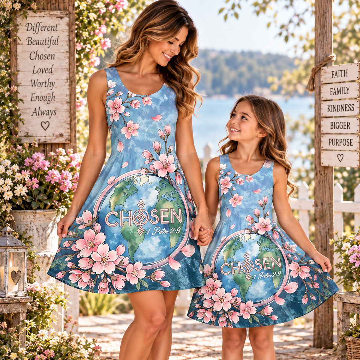 Chosen Cherry Blossom Faith Sleeveless Dress
