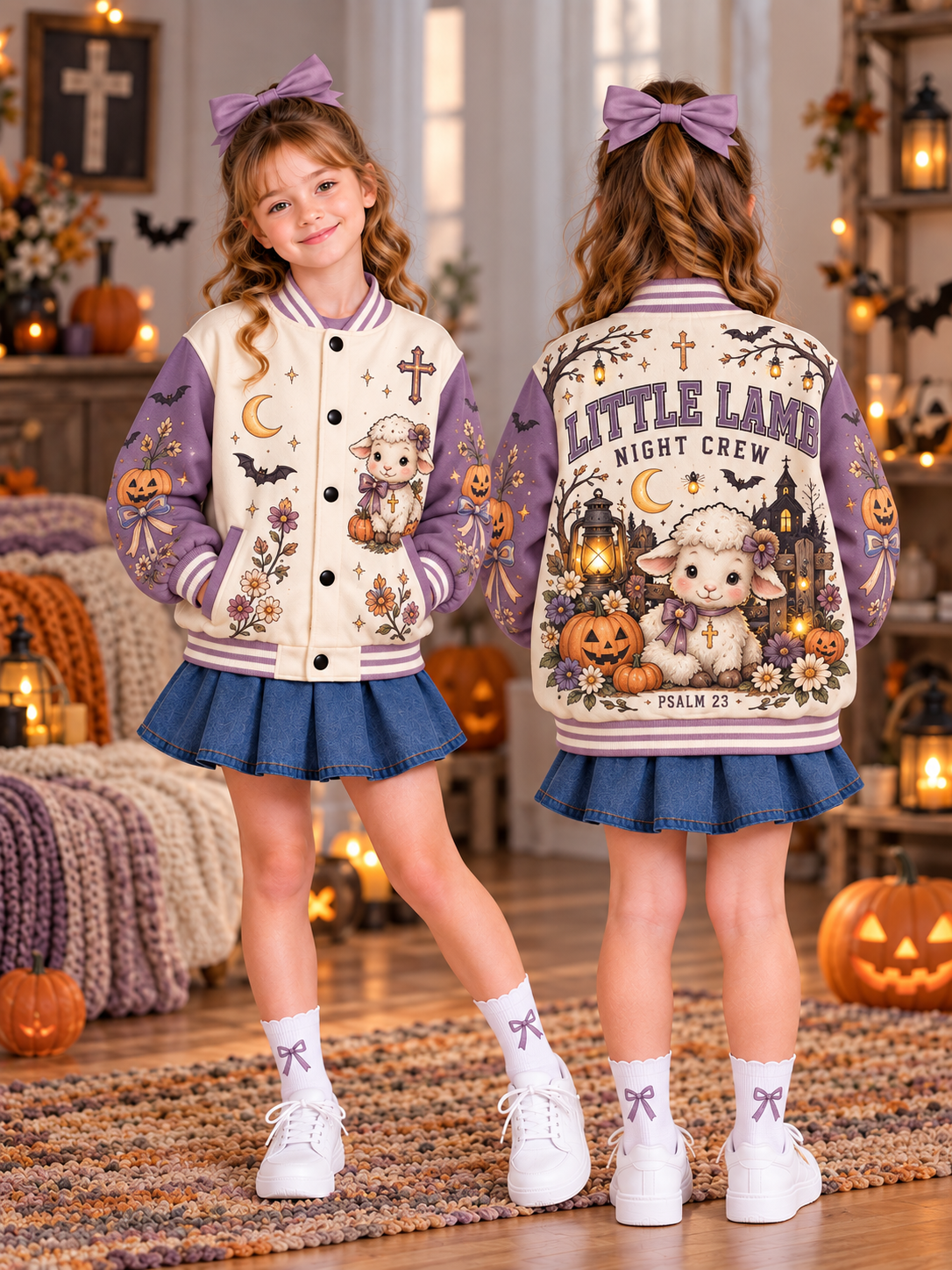 Little Lamb Night Crew Kids Baseball Jacket