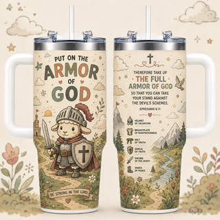 Cute Lamb Knight With Sword And Shield 40oz Top Tumbler