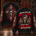 Never Kick Me When I'm Down – American Flag Skull Sweatshirt