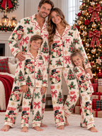 Snowman Christmas Bows Family Ice Silk Pajamas