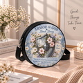 Personalized Armor of God Floral Shield Leather Round Bag