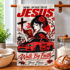 Personalized Walk By Faith Anime Kitchen Towel
