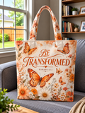 Be Transformed Orange Butterfly Floral Tote Bag