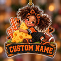 Personalized Orange and Black Football Girl Ornament