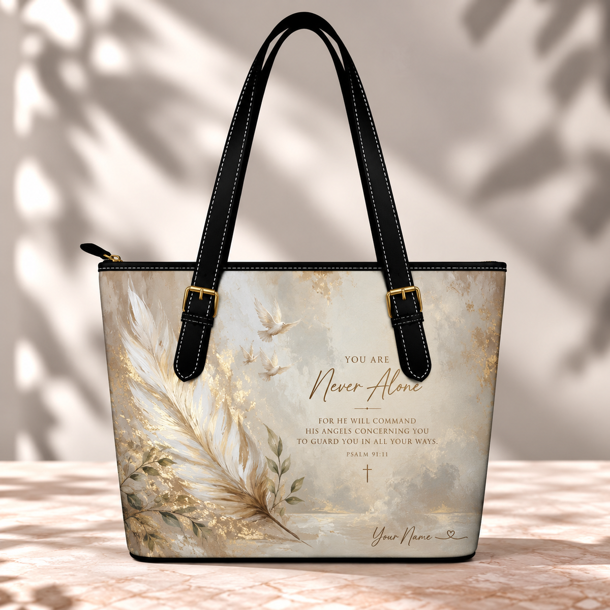 Personalized Never Alone Feather Saddle Bag