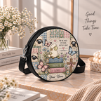 Personalized Sheep Walk by Faith Leather Round Bag