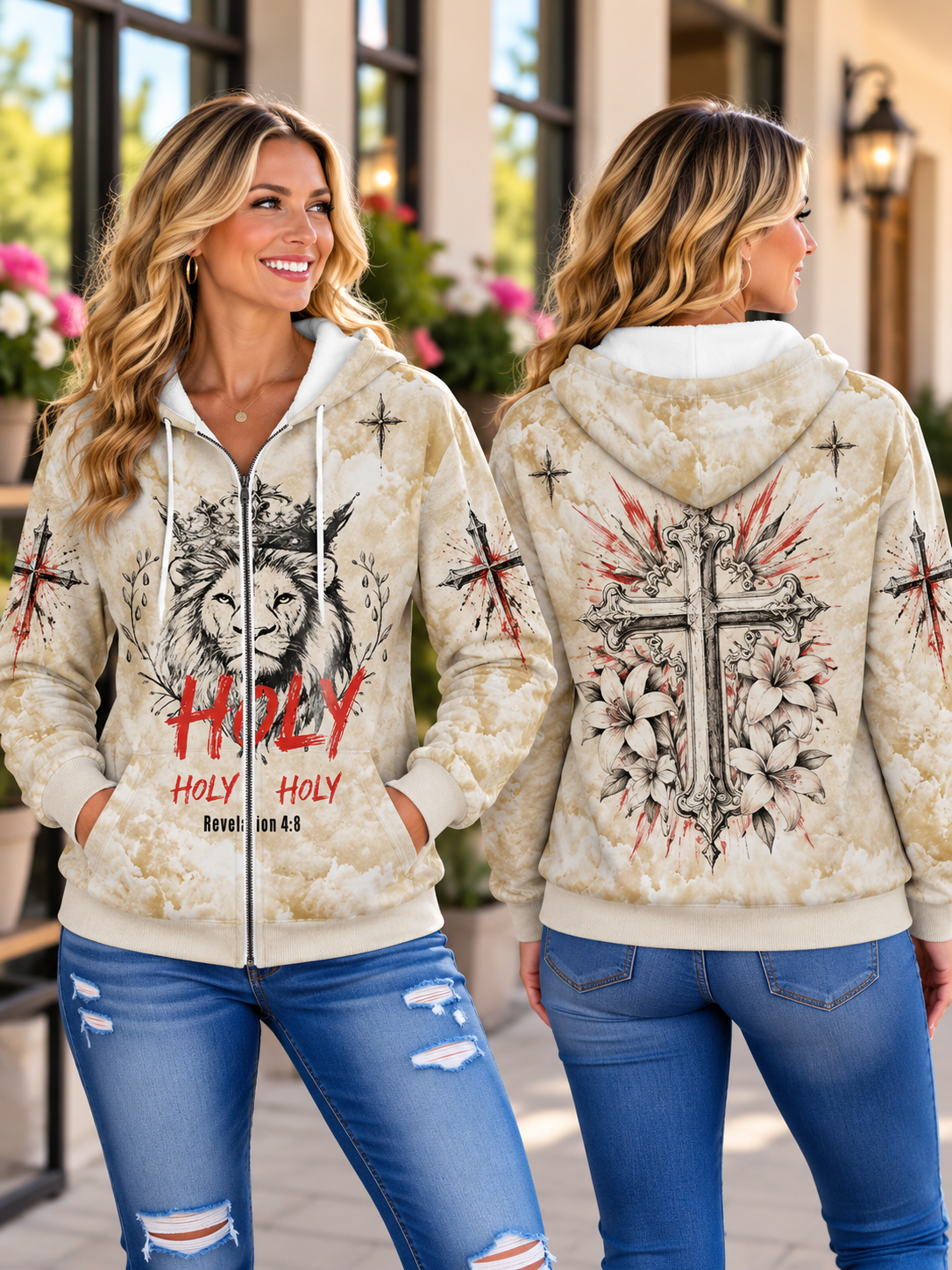 Holy Holy Holy Crowned Lion Zip Hoodie