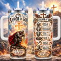 Red Cape Knight Kneeling Before Blazing Cross 40oz Top Tumbler