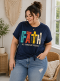Faith T-Shirt – All Things Are Possible Scripture Typography Christian Shirt for Women