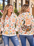 God's Silliest Goose Floral Zip Hoodie