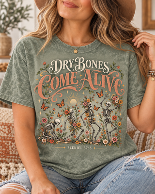 Dry Bones Come Alive Ezekiel 37:5 Floral Skeleton T-Shirt