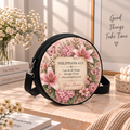 Personalized Philippians 4:13 Floral Leather Round Bag