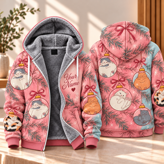 Fluffy Cat Ornament Personalized Fleece Jacket