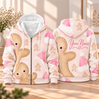 Personalized Pink Gingerbread Zip Hoodie