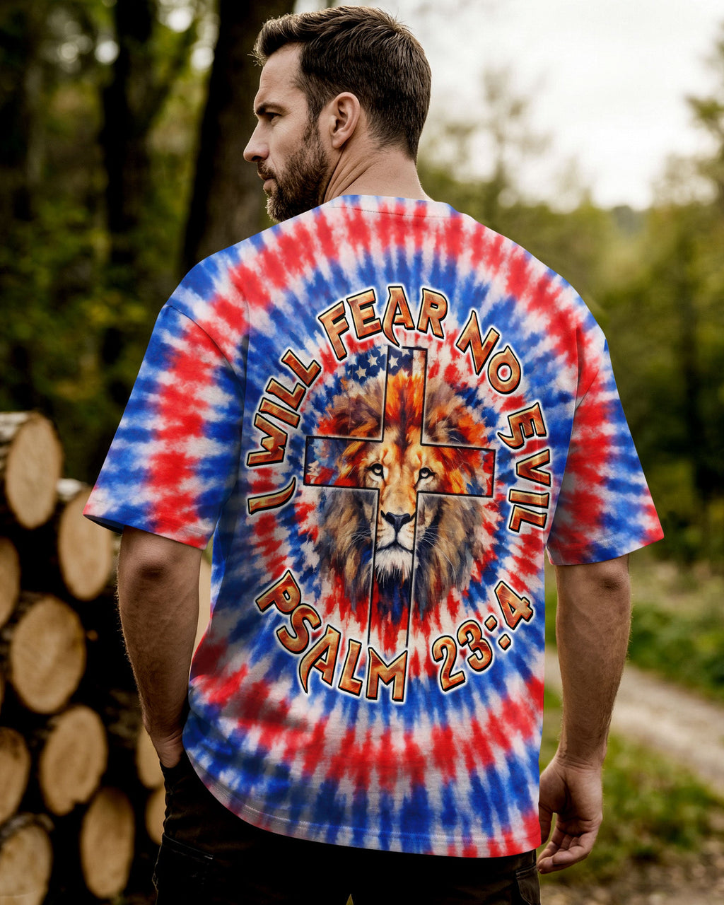 I Will Fear No Evil Lion Cross  Swirl  Men's All Over Print Shirt - Trunx598332