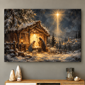 Starry Winter Cabin Canvas