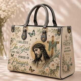 I Believe In God and the Power of Prayer PU Leather Handbag
