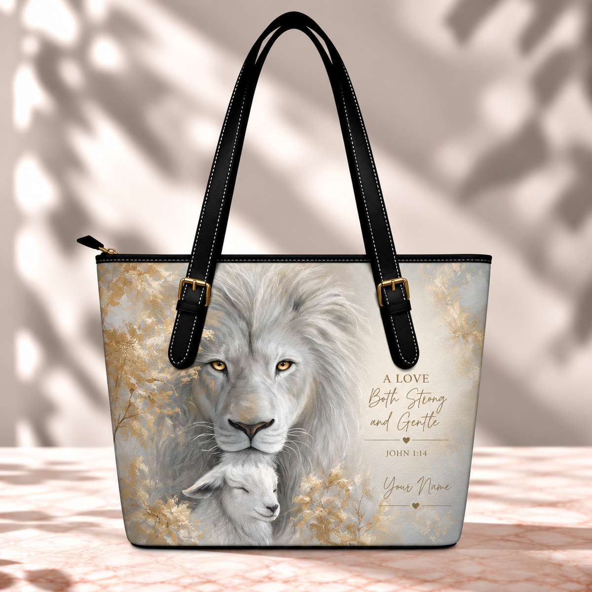 Personalized Strong and Gentle Lion and Lamb Saddle Bag