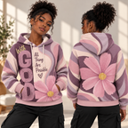 Mauve Pink Floral Waffle Hoodie