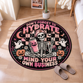 Don't Forget To Hydrate Skeleton Halloween Round Rug