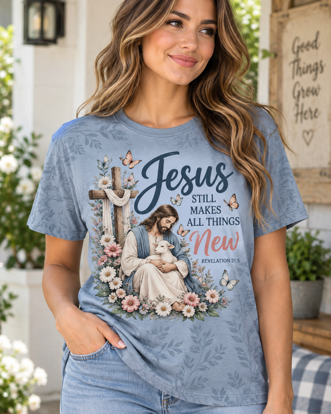 Jesus Still Makes All Things New Revelation 21:5 Lamb And Cross T-Shirt