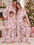 Pink Disco Santa Family Ice Silk Pajamas