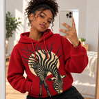 Red Zebra Tree Waffle Hoodie