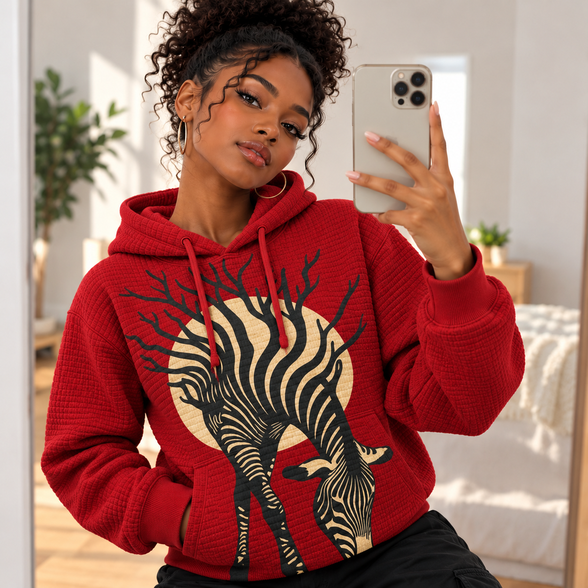 Expressive Graphic Waffle Hoodie Combo