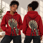 Red Zebra Tree Waffle Hoodie