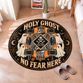Holy Ghost No Fear Here Skeleton Halloween Round Rug