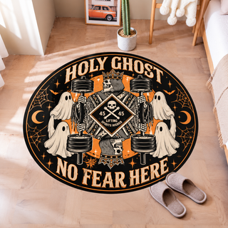 Holy Ghost No Fear Here Skeleton Halloween Round Rug