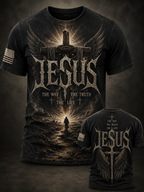 Jesus The Way The Truth The Life T-Shirt – John 14:6 Angel Wings Cross Patriotic Christian Shirt for Men