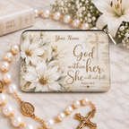 God Within Her Floral Personalized PU Leather Pouch