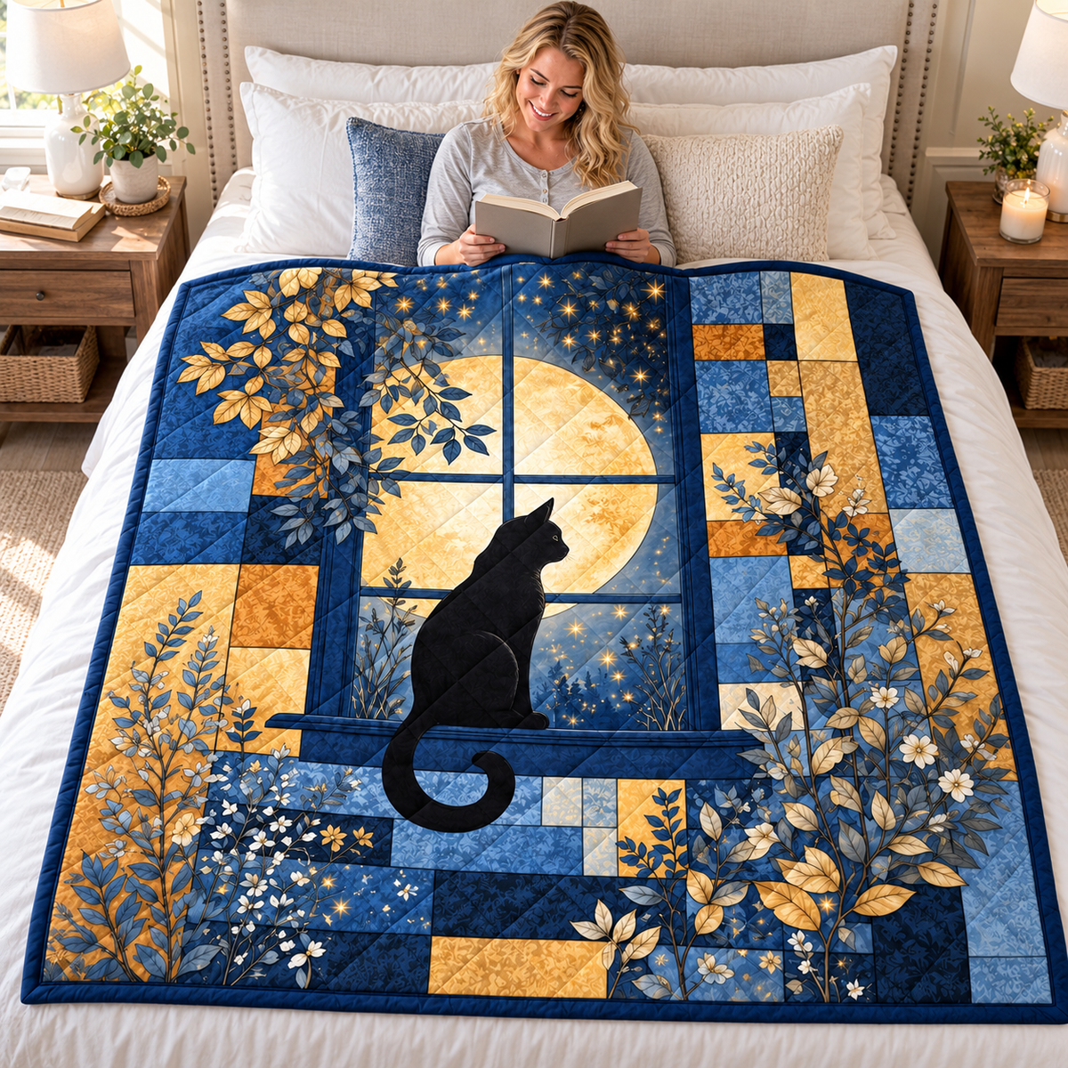 Moonlit Window Black Cat Quilt
