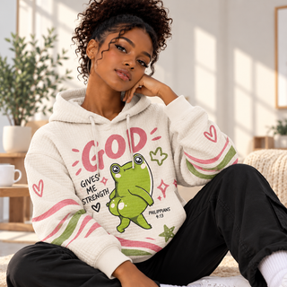 Cute Green Frog Waffle Hoodie