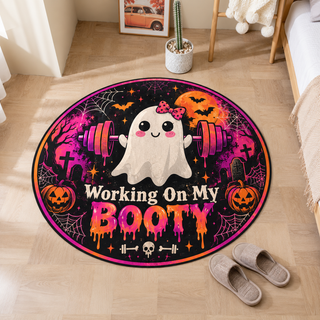 Working On My Booty Ghost Halloween Round Rug