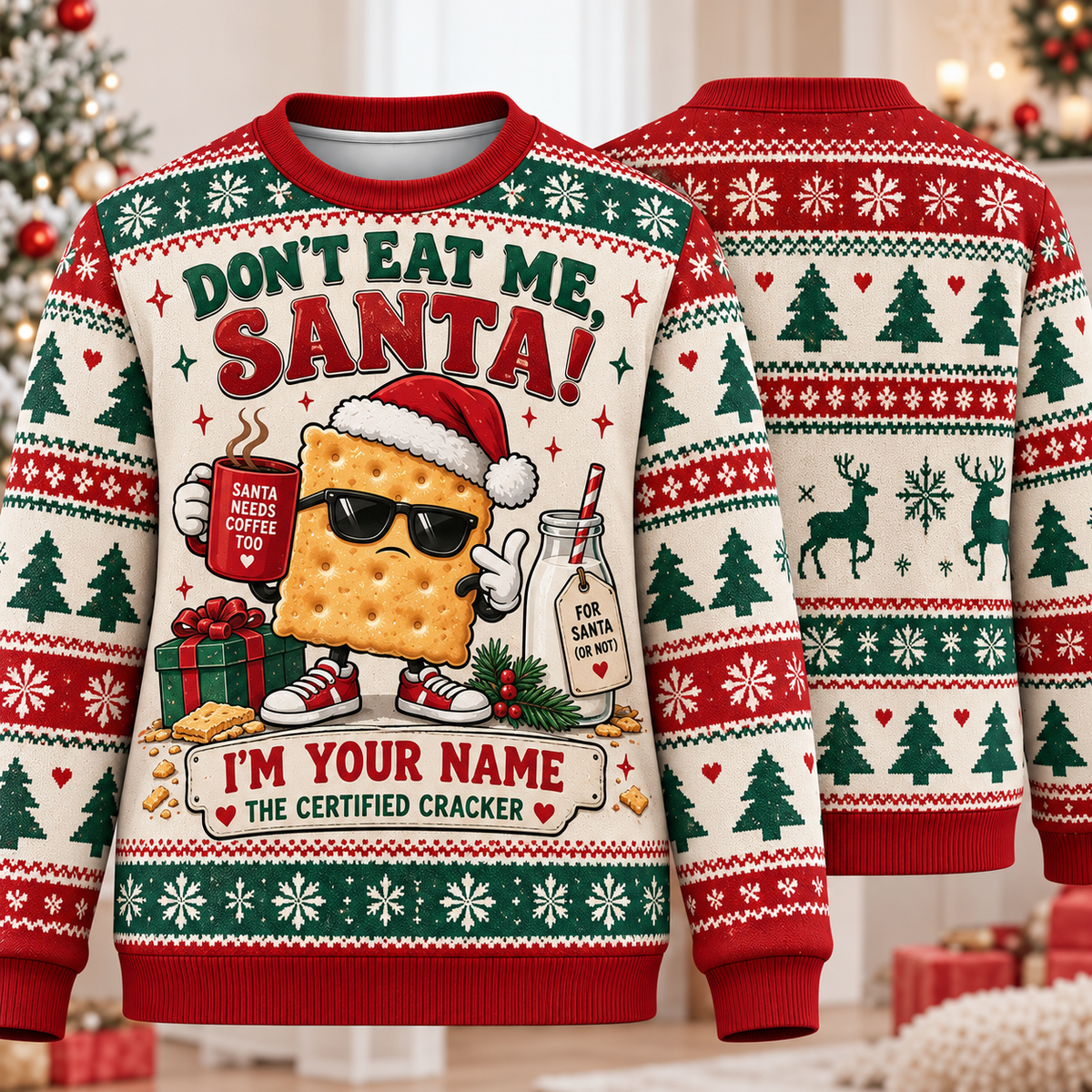 Personalized Don't Eat Me Santa Ugly Sweater