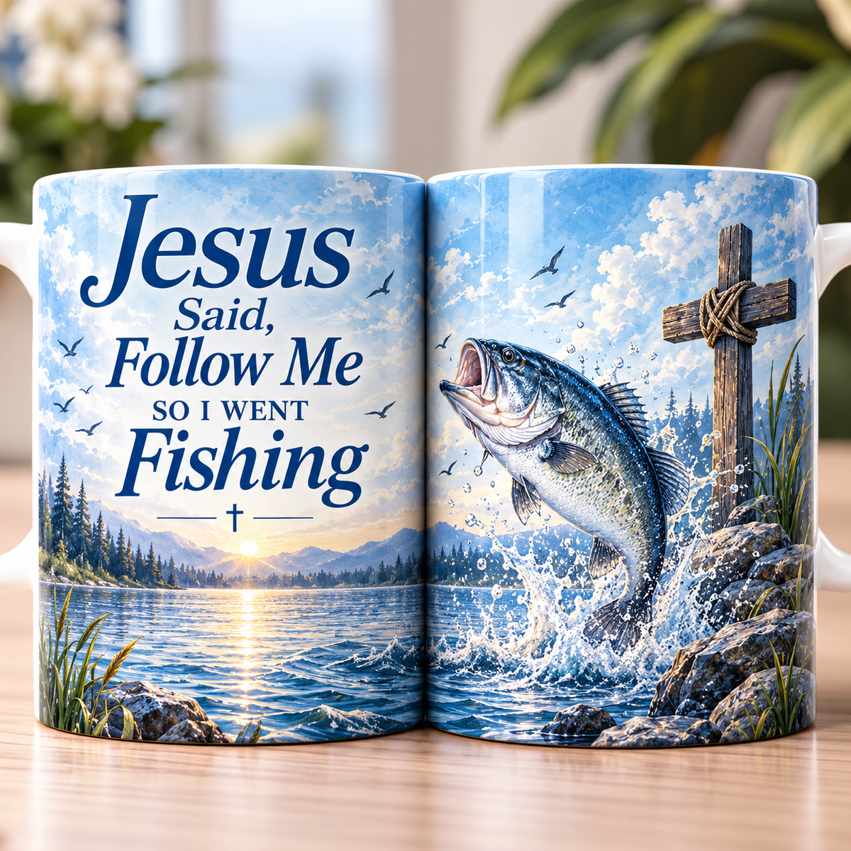 Jesus Said Follow Me So I Went Fishing Coffee Mug