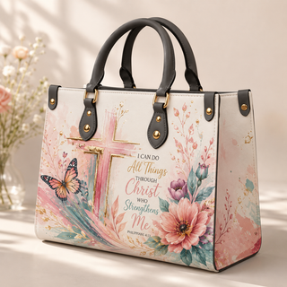 I Can Do All Things Through Christ Who Strengthens Me PU Leather Handbag