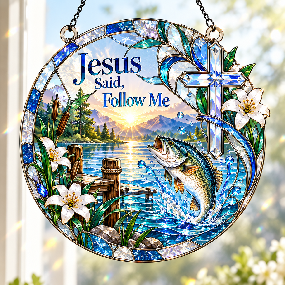 Jesus Said Follow Me Acrylic Suncatcher