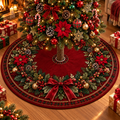 Poinsettia Wreath Christmas Tree Skirt
