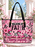 Walking By Faith Tripping Constantly Pink Cowgirl Cow Saddle Bag